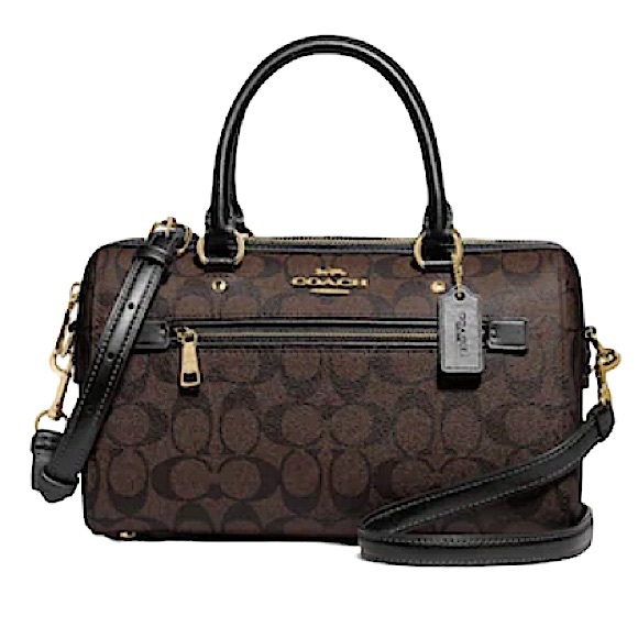💘NWT • Coach • Rowan Satchel in Signature Black Purse - Picture 1 of 15